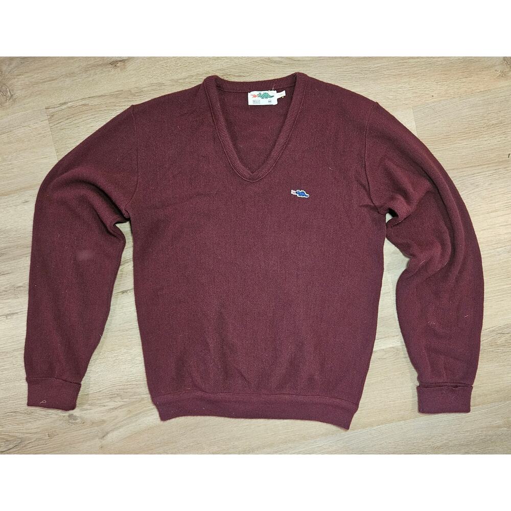 Vintage dark red maroon 70s 80s long sleeve knit sweater oversize baggy